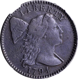 image for: 1794 Liberty Cap Cent. S-70. Rarity-2. Head of 1795. VF-30 BN (NGC).