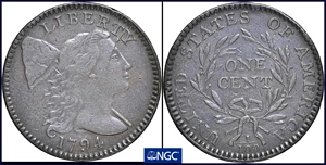 image for: 1794 Liberty Cap Cent. S-70. Rarity-2. Head of 1795. VF-30 BN (NGC).