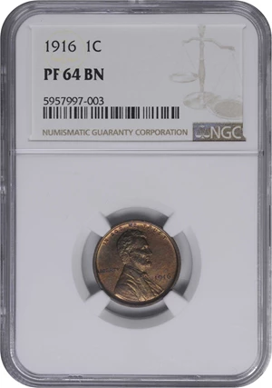 image for: 1916 Lincoln Cent. Proof-64 BN (NGC).