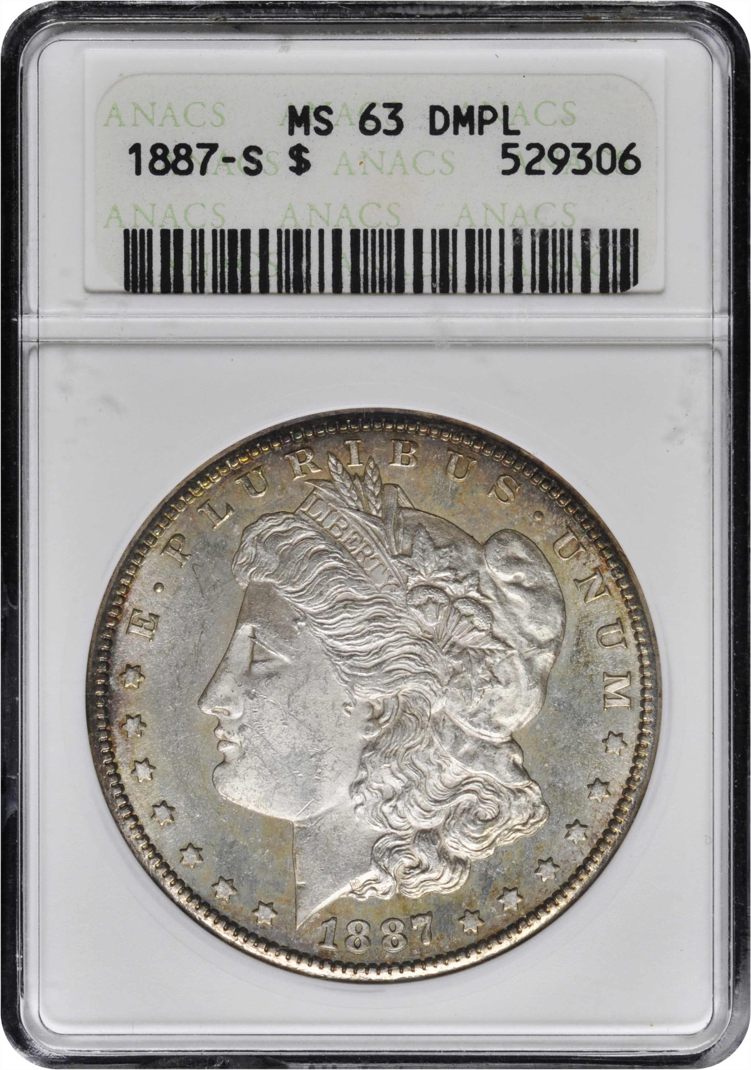 image for: 1887-S Morgan Silver Dollar. MS-63 DMPL (ANACS). OH.