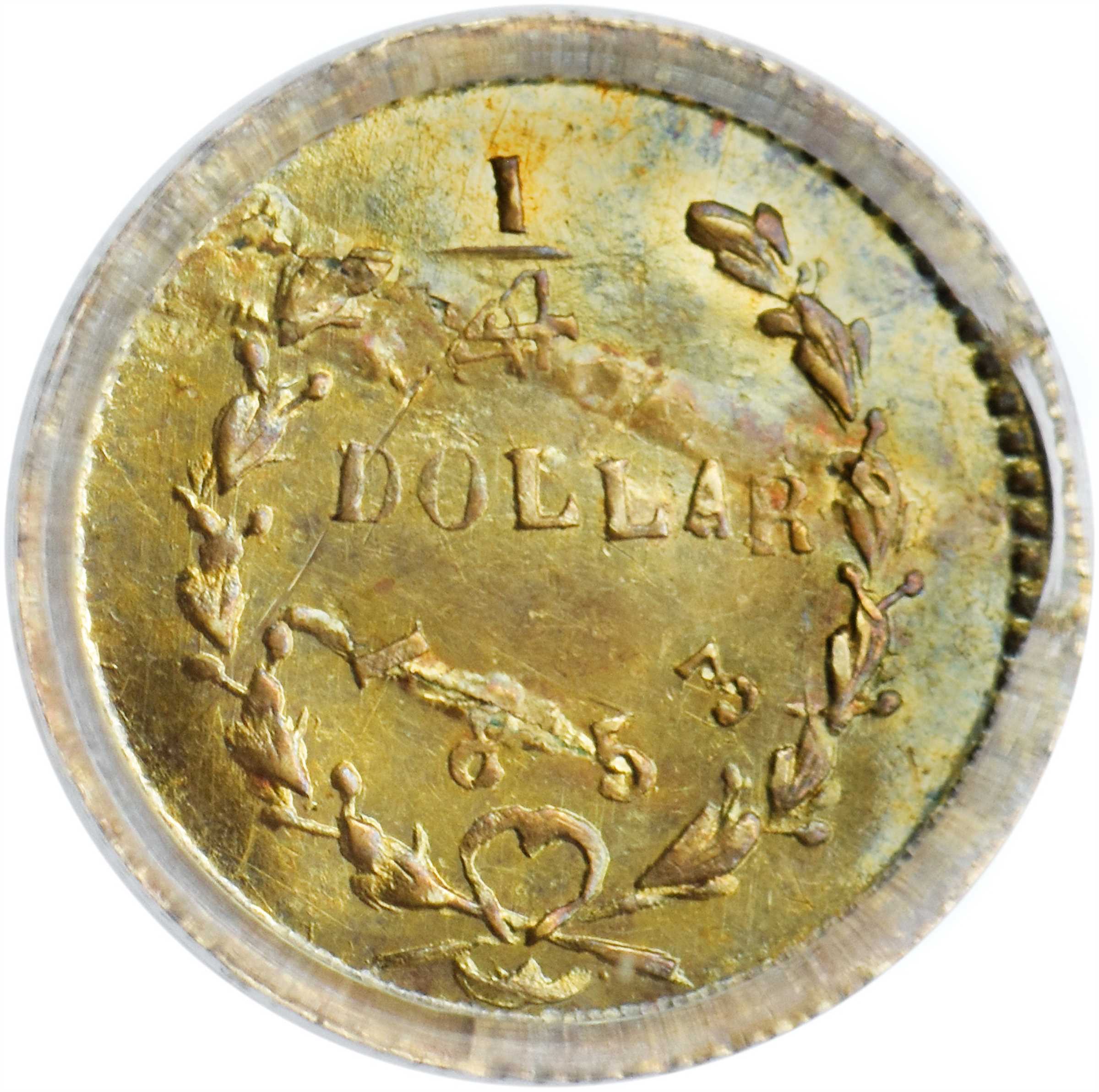 image for: 1853 Round 25 Cents. BG-214. Rarity-7-. Liberty Head. MS-62 (PCGS).