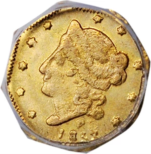 image for: 1853-FD Octagonal 50 Cents. BG-304. Rarity-5-. Liberty Head. MS-62 (PCGS).