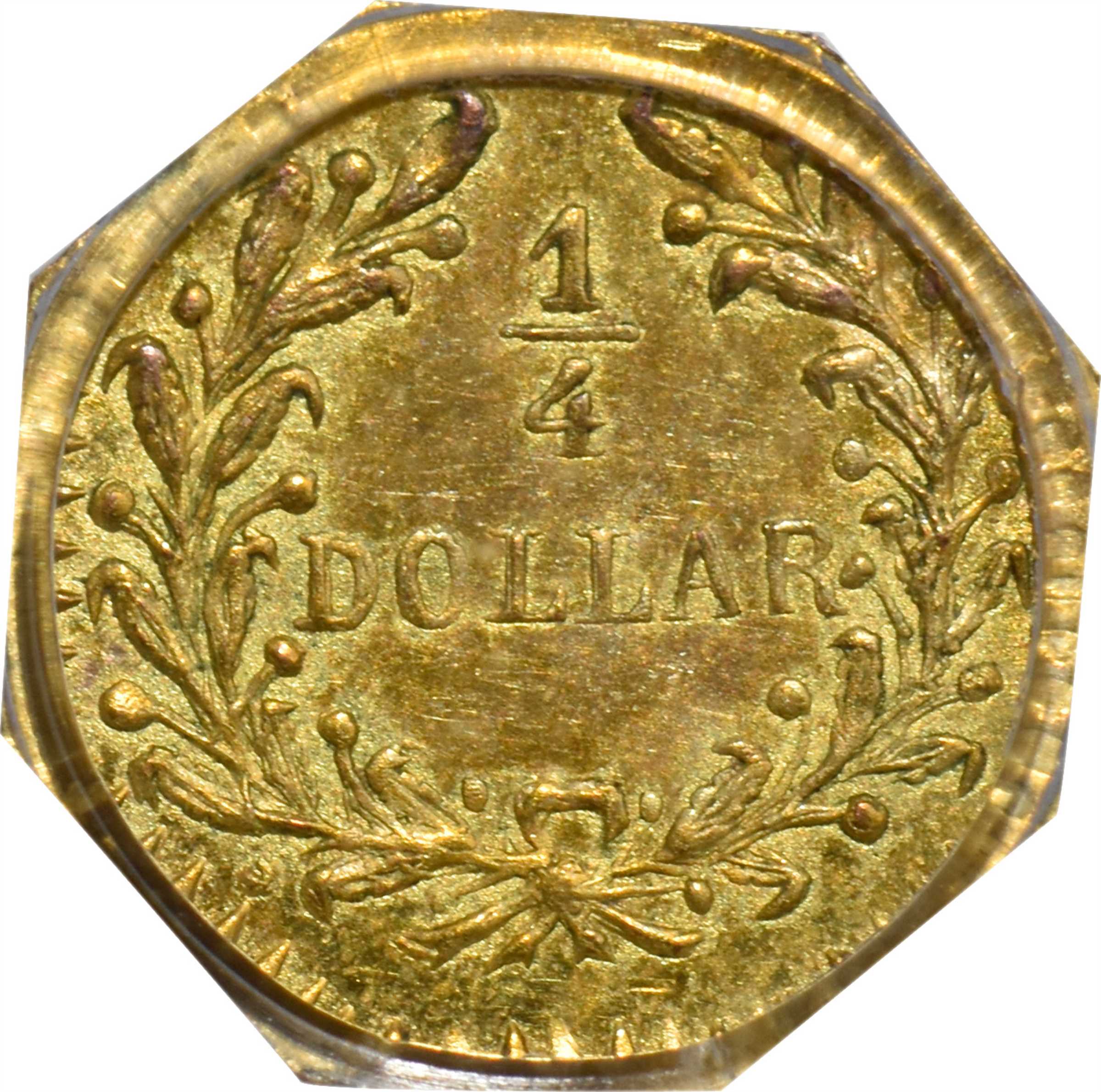 image for: 1868 Octagonal 25 Cents. BG-799S. Rarity-7+. Indian Head. MS-64 (PCGS).