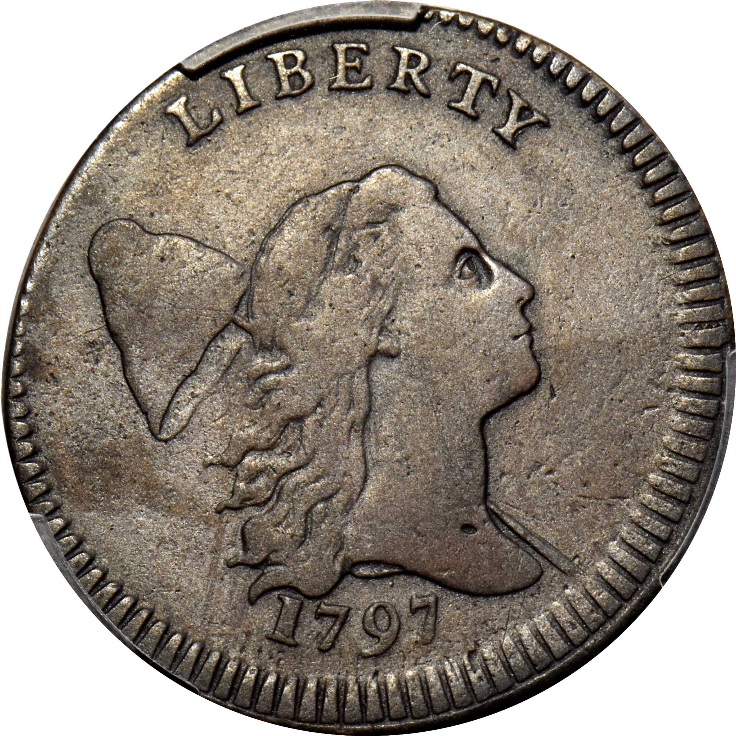 image for: 1797 Liberty Cap Half Cent. C-3b. Rarity-4. Lettered Edge. VF-25 (PCGS).