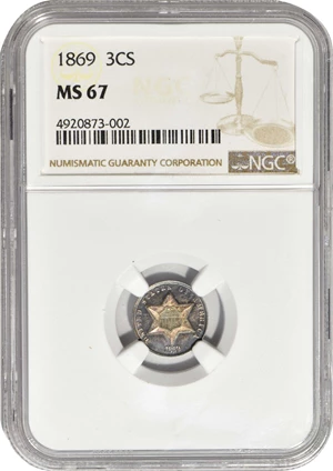 image for: 1869 Silver Three-Cent Piece. MS-67 (NGC).