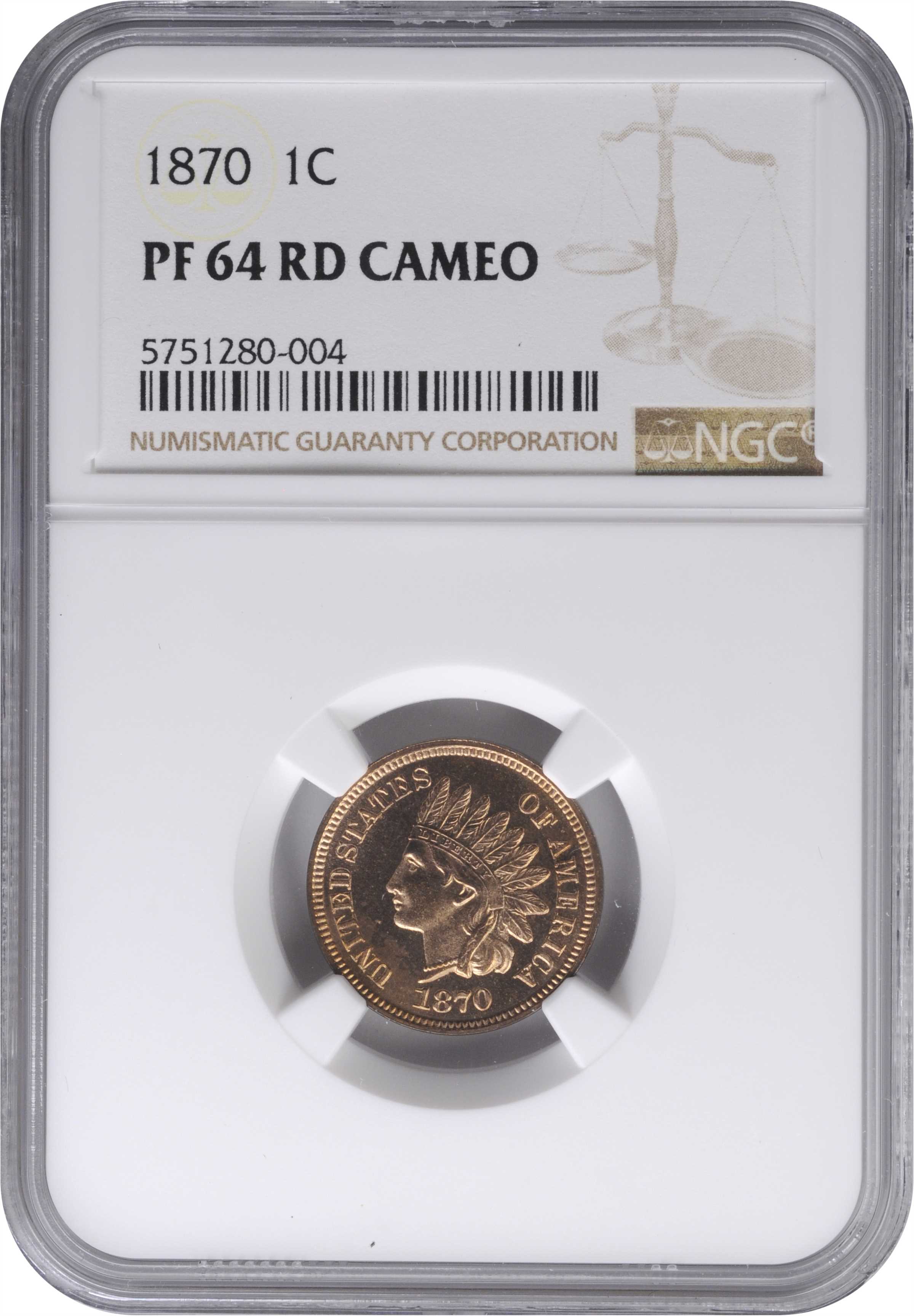 image for: 1870 Indian Cent. Proof-64 RD Cameo (NGC).