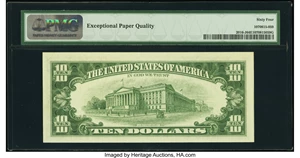 image for: Radar Serial Number 00444400 Fr. 2016-J $10 1963 Federal Reserve Note. PMG Choice Uncirculated 64 EPQ....