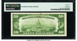image for: Fr. 2100-J* $50 1928 Federal Reserve Star Note. PMG Choice Very Fine 35 EPQ....