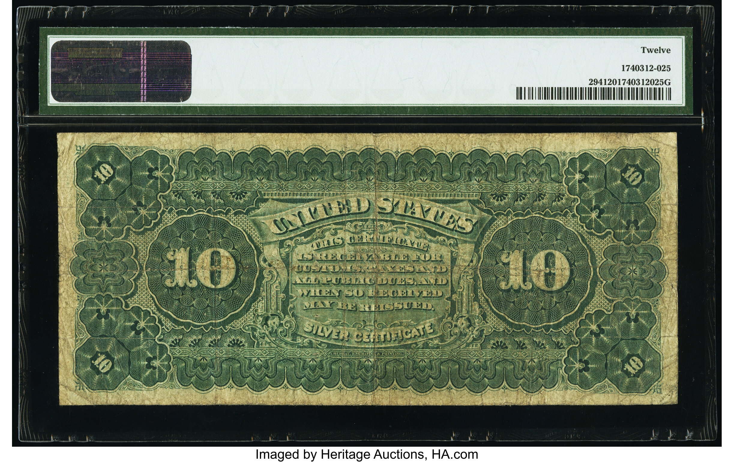 image for: Fr. 294 $10 1886 Silver Certificate PMG Fine 12....