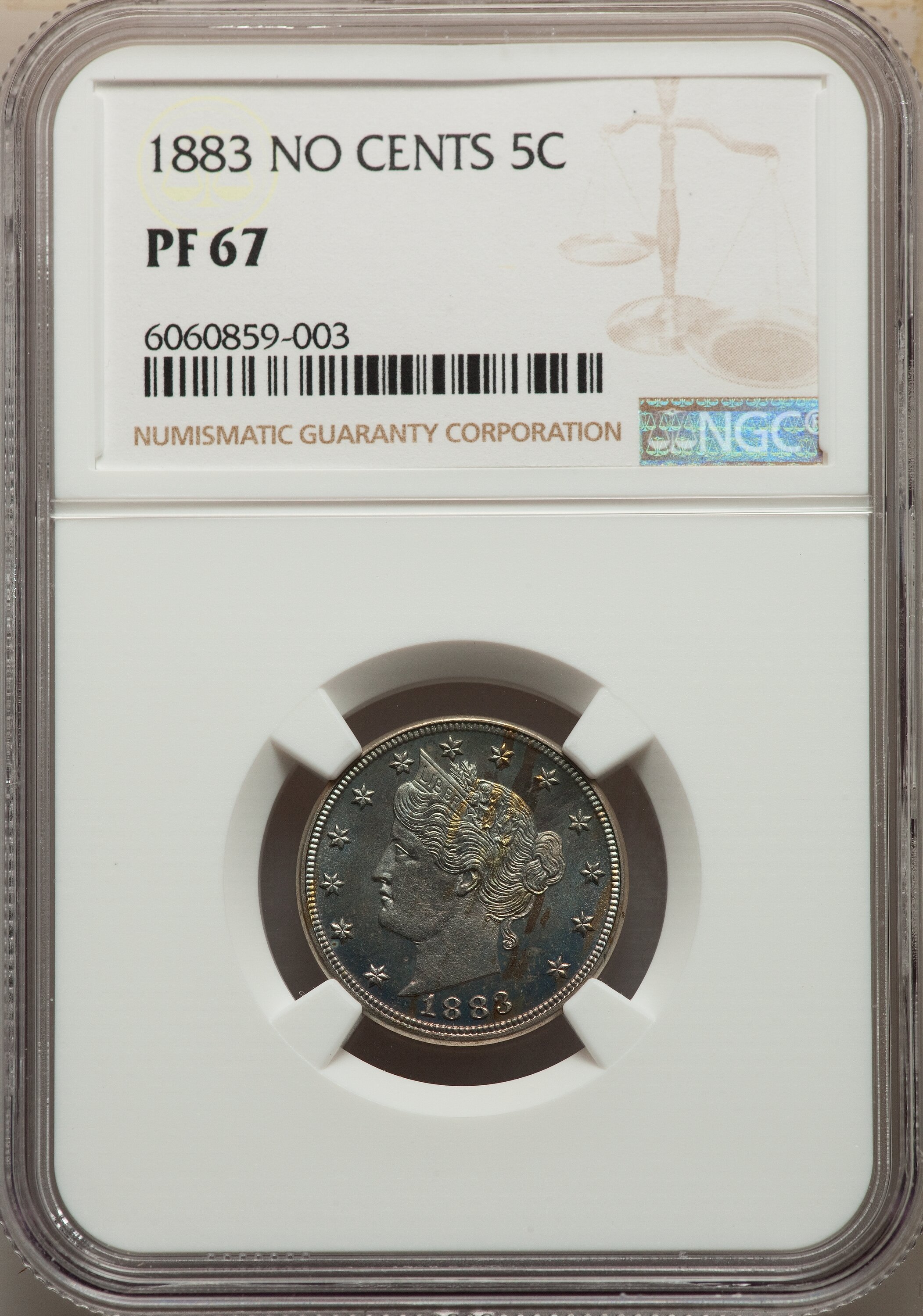 1883 5c No Cents PR67 thumbnail 4