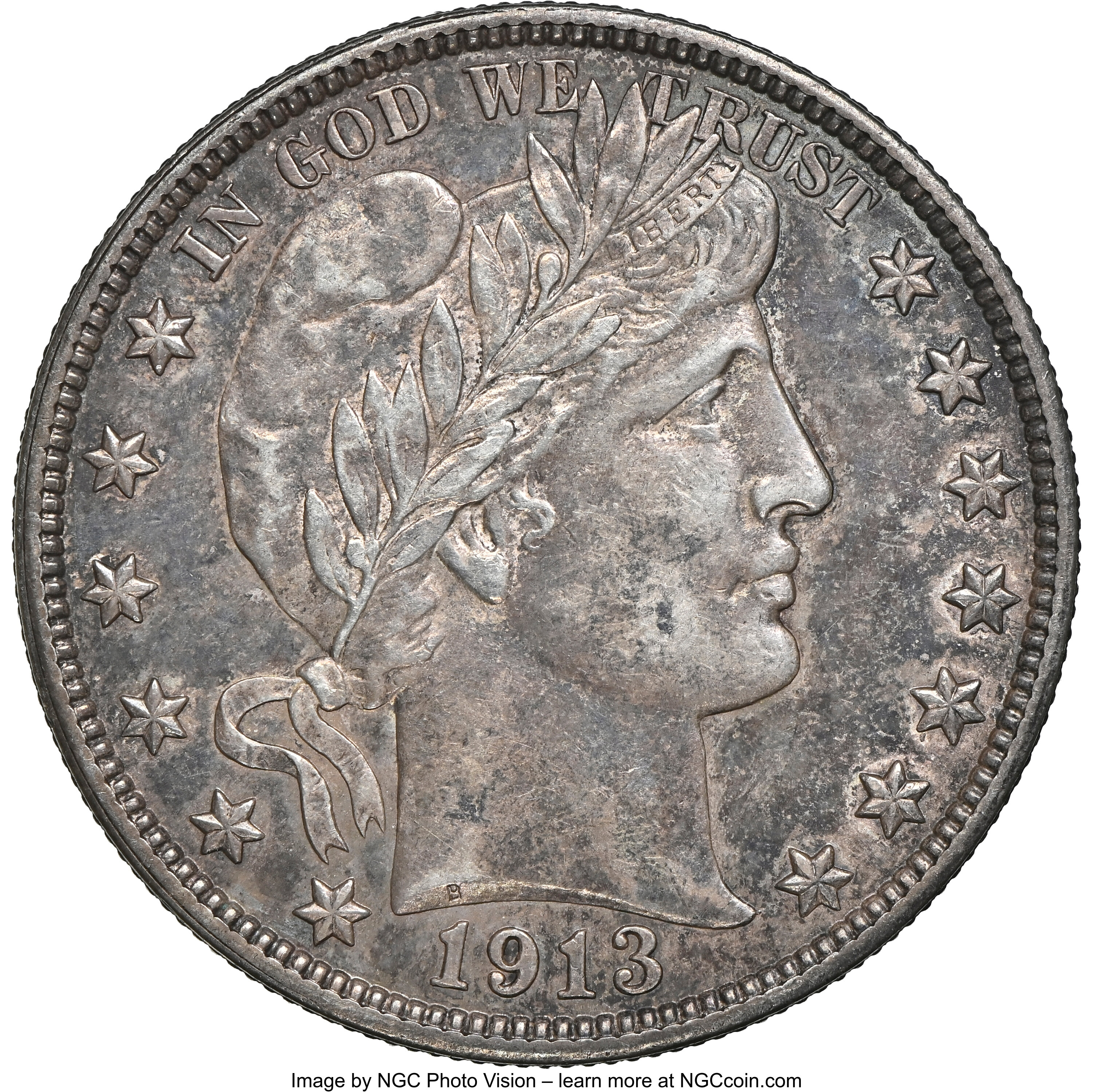 1913 50C AU55 NGC. NGC Census: (10/68). PCGS Population: (15/110). CDN: $1,500 Whsle. Bid for NGC/PCGS AU55. Mintage 188,00...