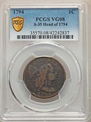 image for: 1794 1C Head of 1794, S-35, B-21, R.5, VG8 PCGS....