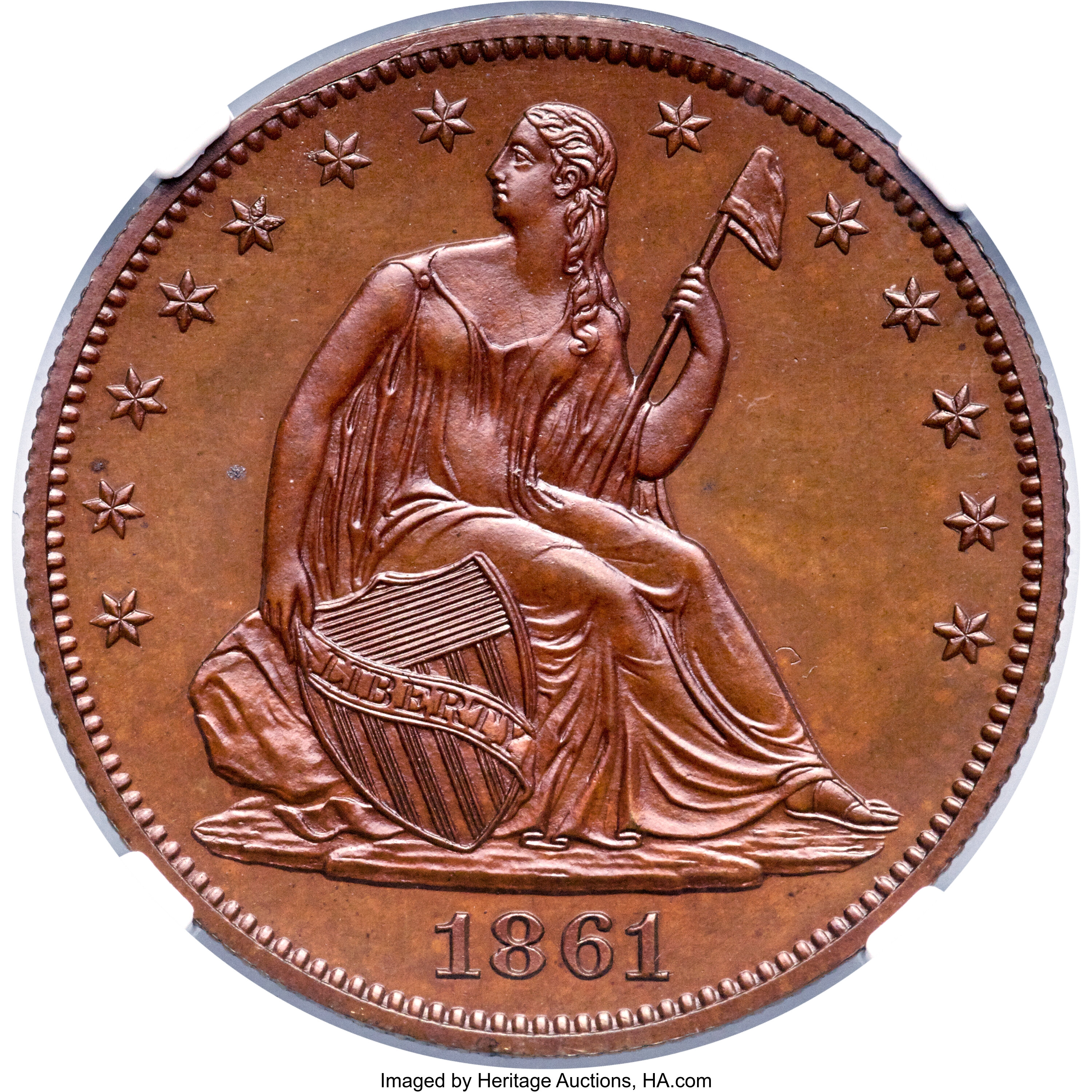 image for: 1861 P50C Half Dollar, Judd-278, Pollock-327, Low R.7, PR67 Brown NGC....