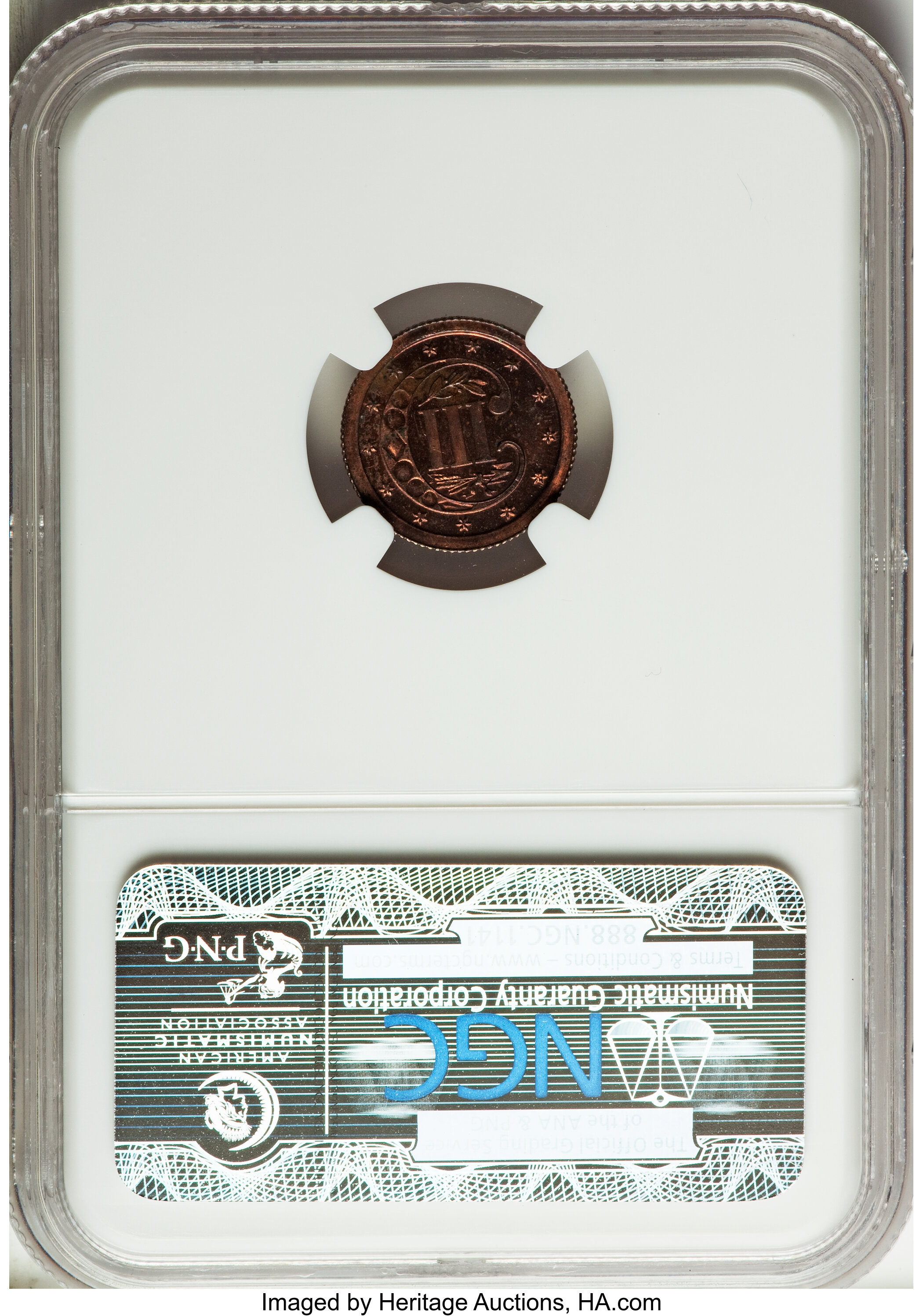 image for: 1870 3C Three Cent Silver, Judd-799, Pollock-886, Low R.7, PR63 Red and Brown NGC....