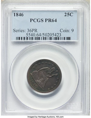 image for: 1846 25C PR64 PCGS. Briggs 4-F....
