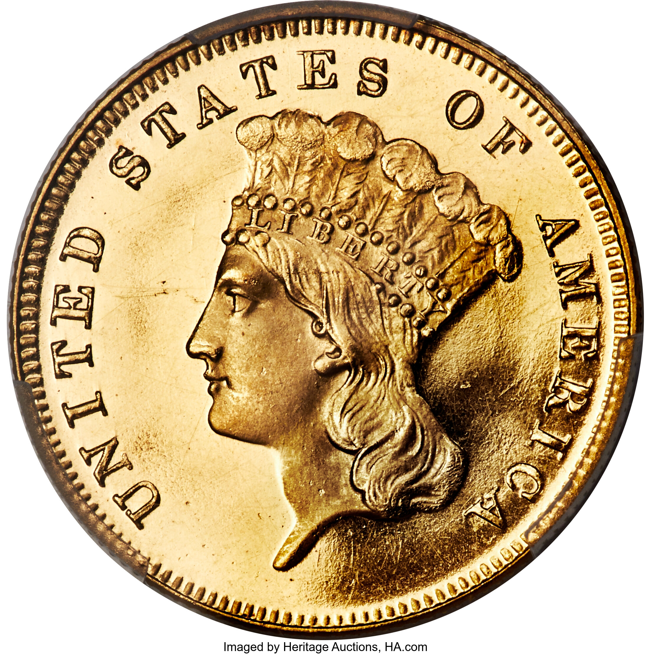 image for: 1874 $3 PR65 Cameo PCGS. CAC. JD-1, High R.6....