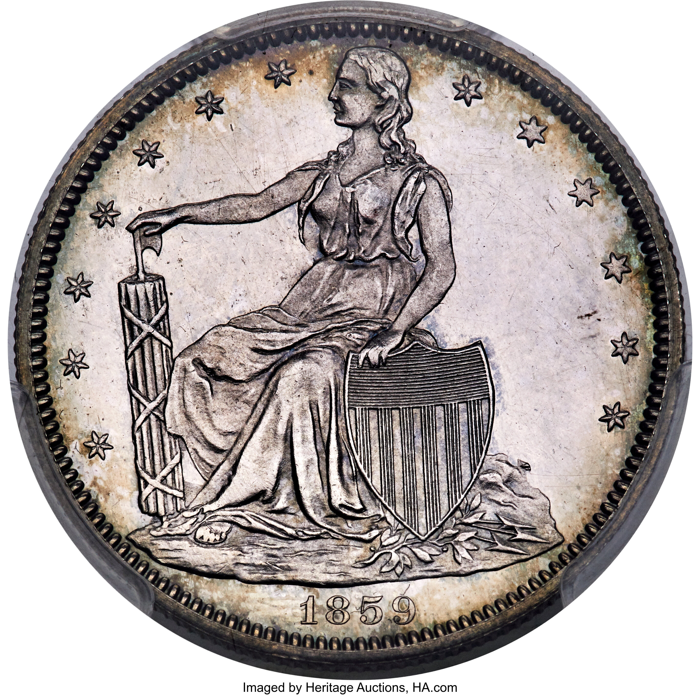 image for: 1859 P50C Half Dollar, Judd-251, Pollock-290, High R.7, PR64 PCGS. CAC....