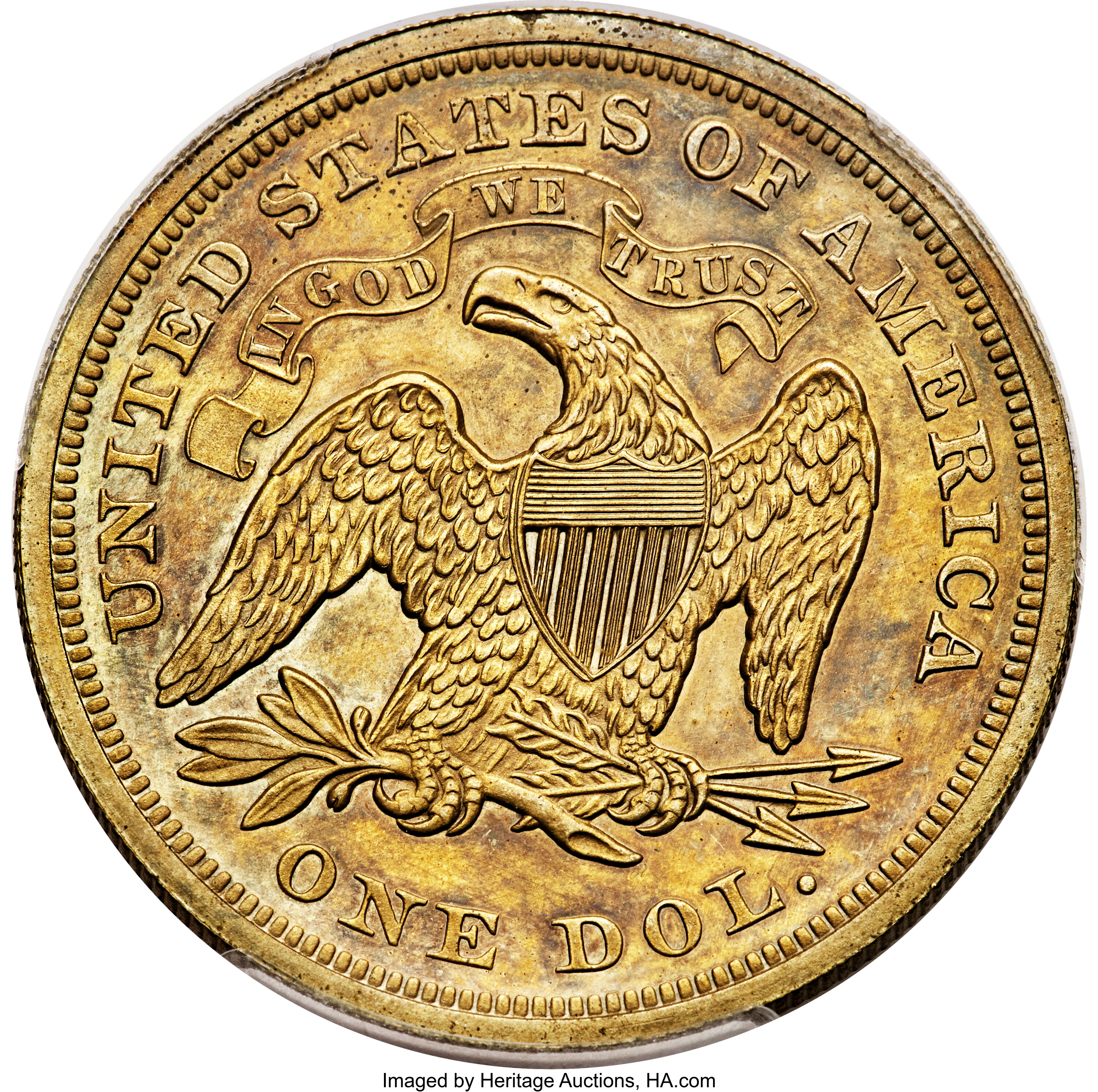 image for: 1867 $1 Seated Dollar, Judd-593, Pollock-657, High R.7, PR63 PCGS....