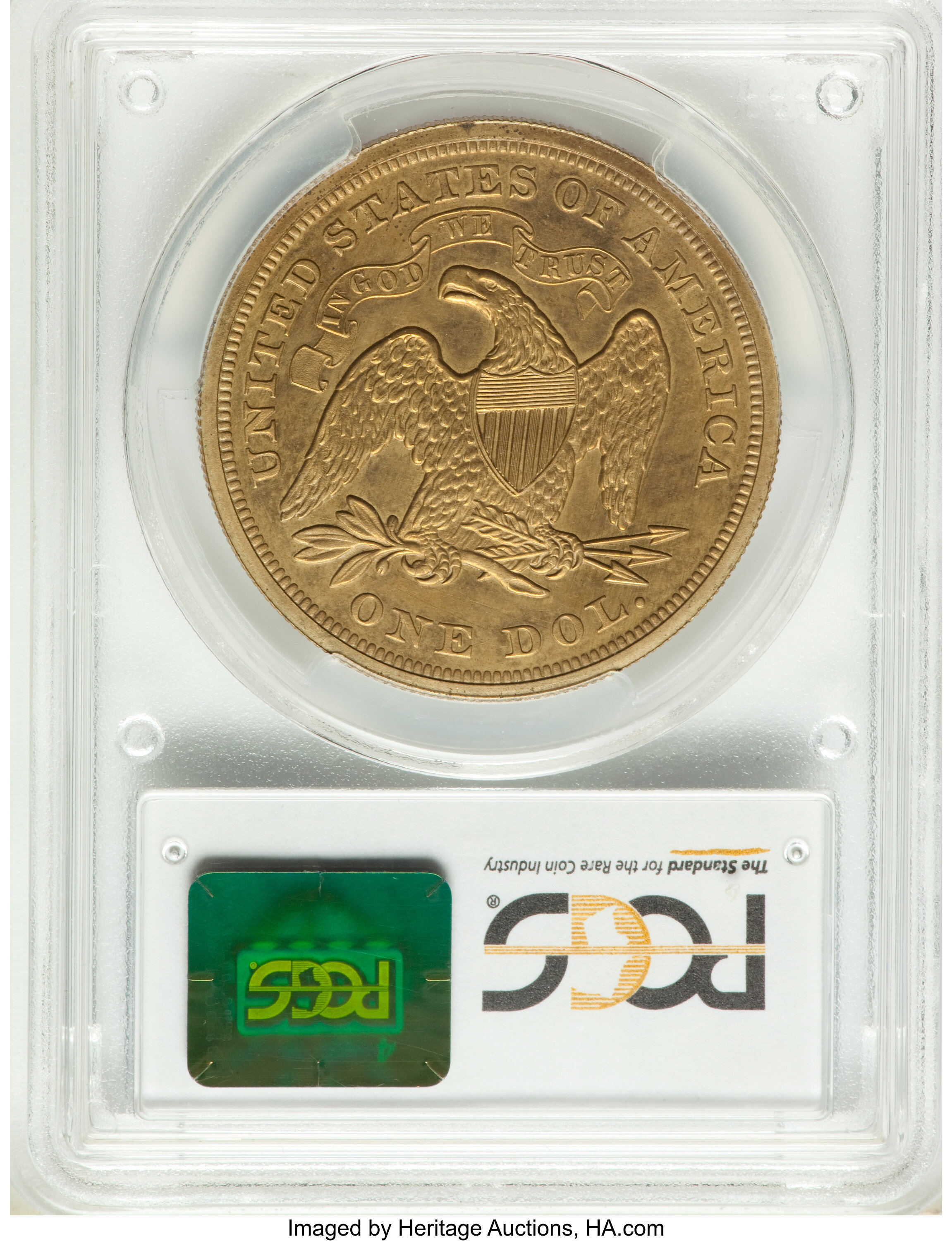 image for: 1867 $1 Seated Dollar, Judd-593, Pollock-657, High R.7, PR63 PCGS....