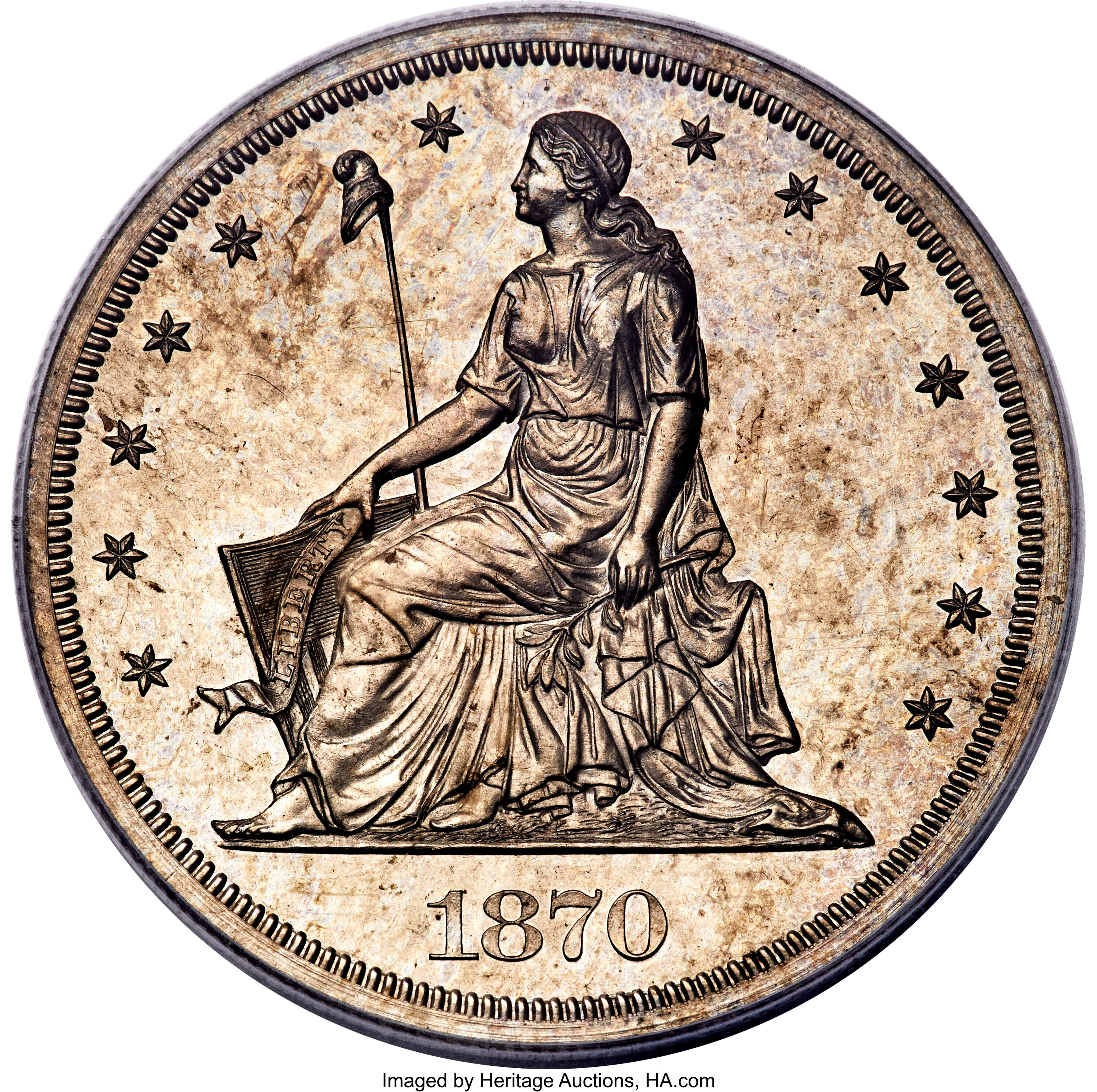 image for: 1870 $1 Standard Silver Dollar, Judd-996, Pollock-1127, High R.7 -- Double Struck Reverse -- PR63 PCGS....