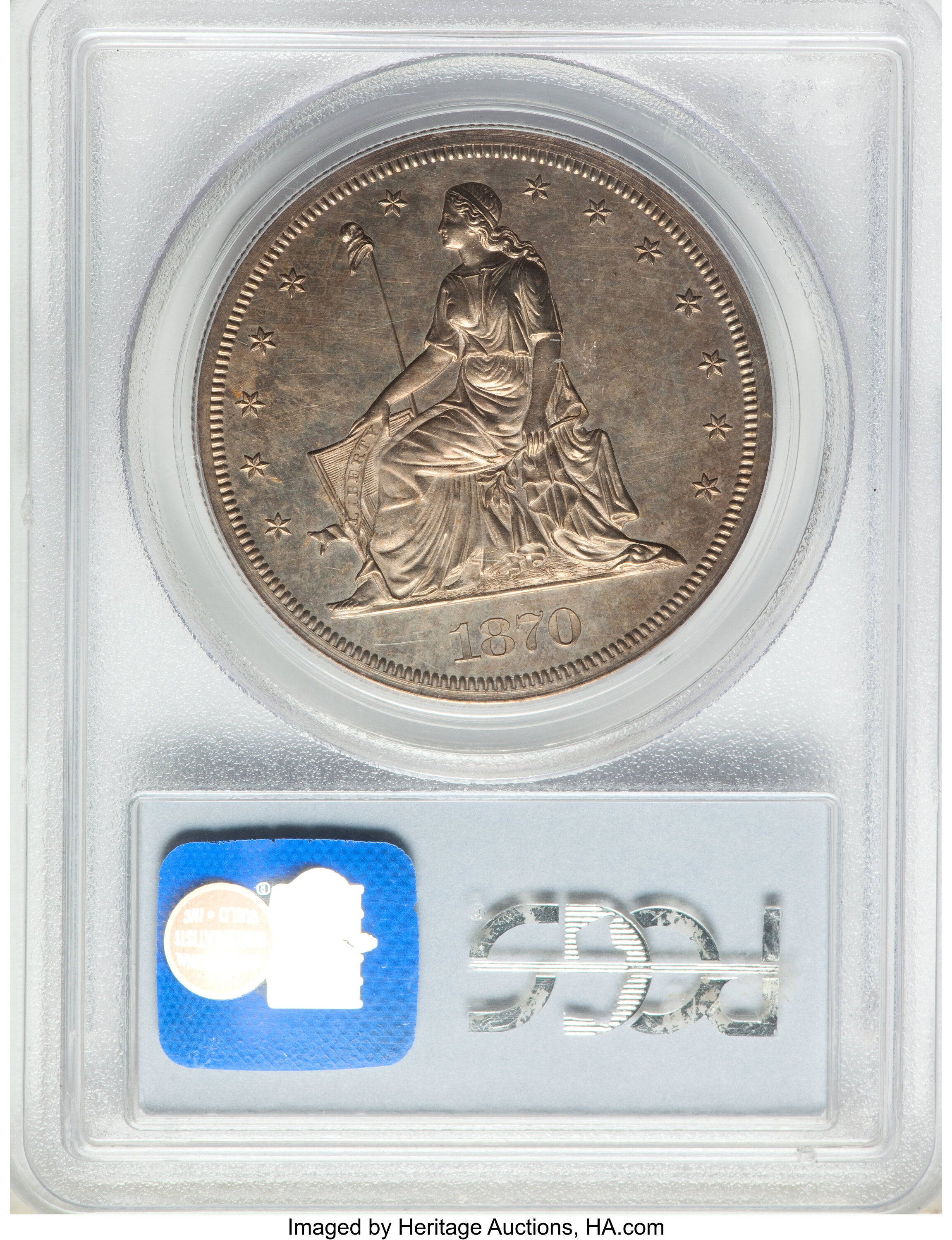 image for: 1870 $1 Standard Silver Dollar, Judd-996, Pollock-1127, High R.7 -- Double Struck Reverse -- PR63 PCGS....
