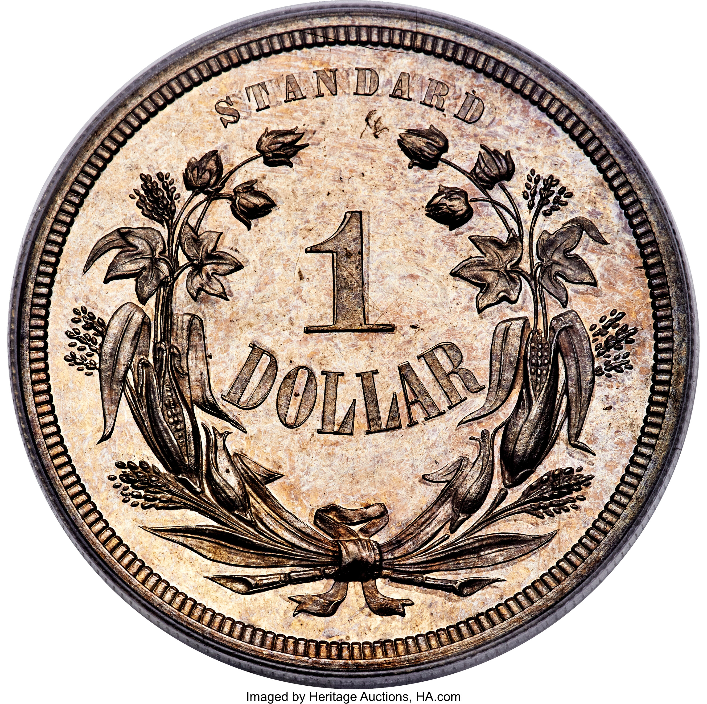 image for: 1870 $1 Standard Silver Dollar, Judd-996, Pollock-1127, High R.7 -- Double Struck Reverse -- PR63 PCGS....