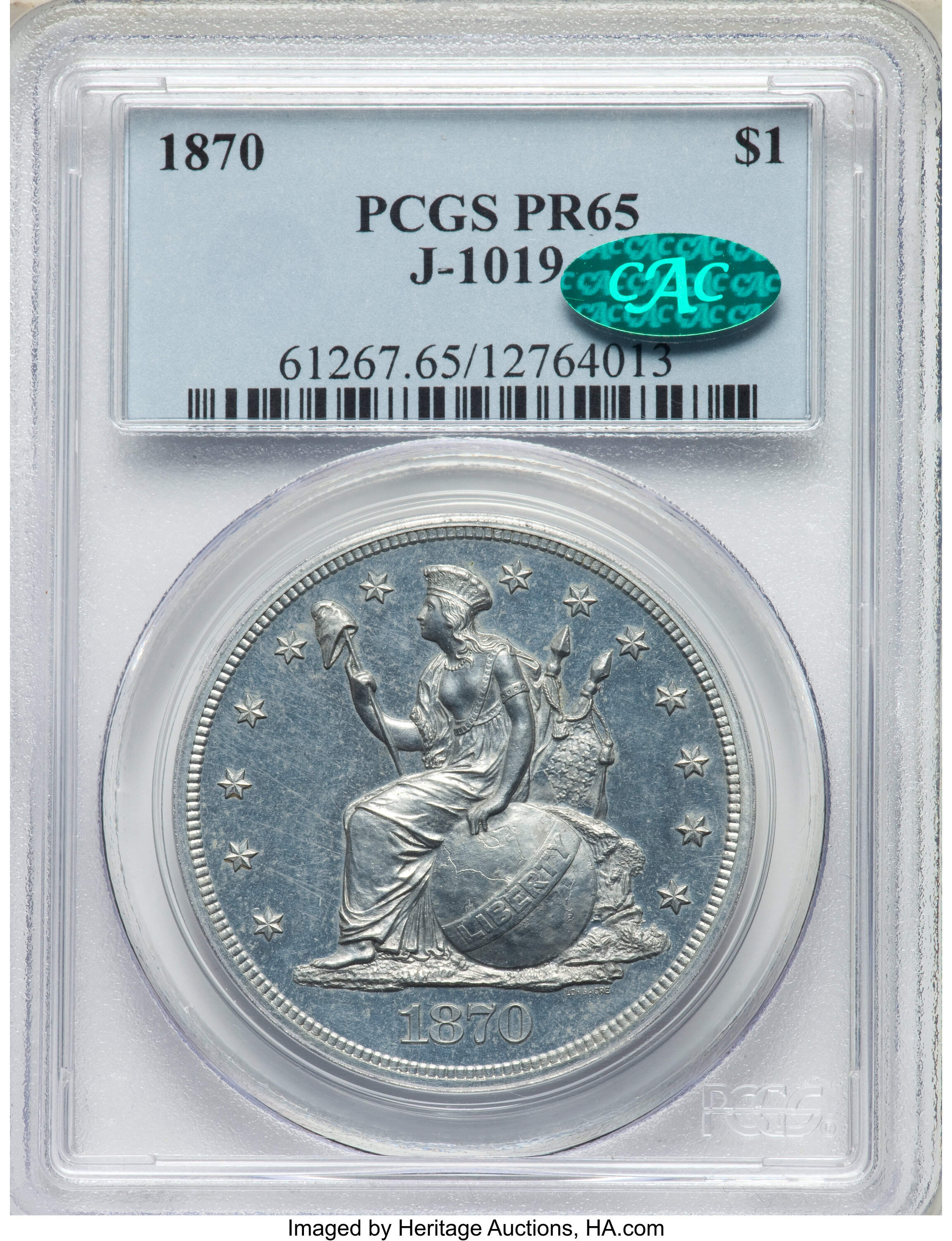 image for: 1870 $1 Indian Princess Dollar, Judd-1019, Pollock-1154, High R.7, PR65 PCGS. CAC....