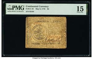image for: Continental Currency May 9, 1776 $5 PMG Choice Fine 15....