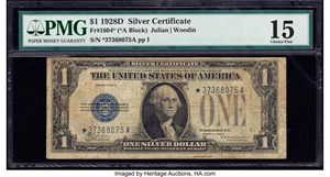 image for: Fr. 1604* $1 1928D Silver Certificate Star . PMG Choice Fine 15....