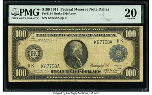 image for: Fr. 1124 $100 1914 Federal Reserve Note PMG Very Fine 20....