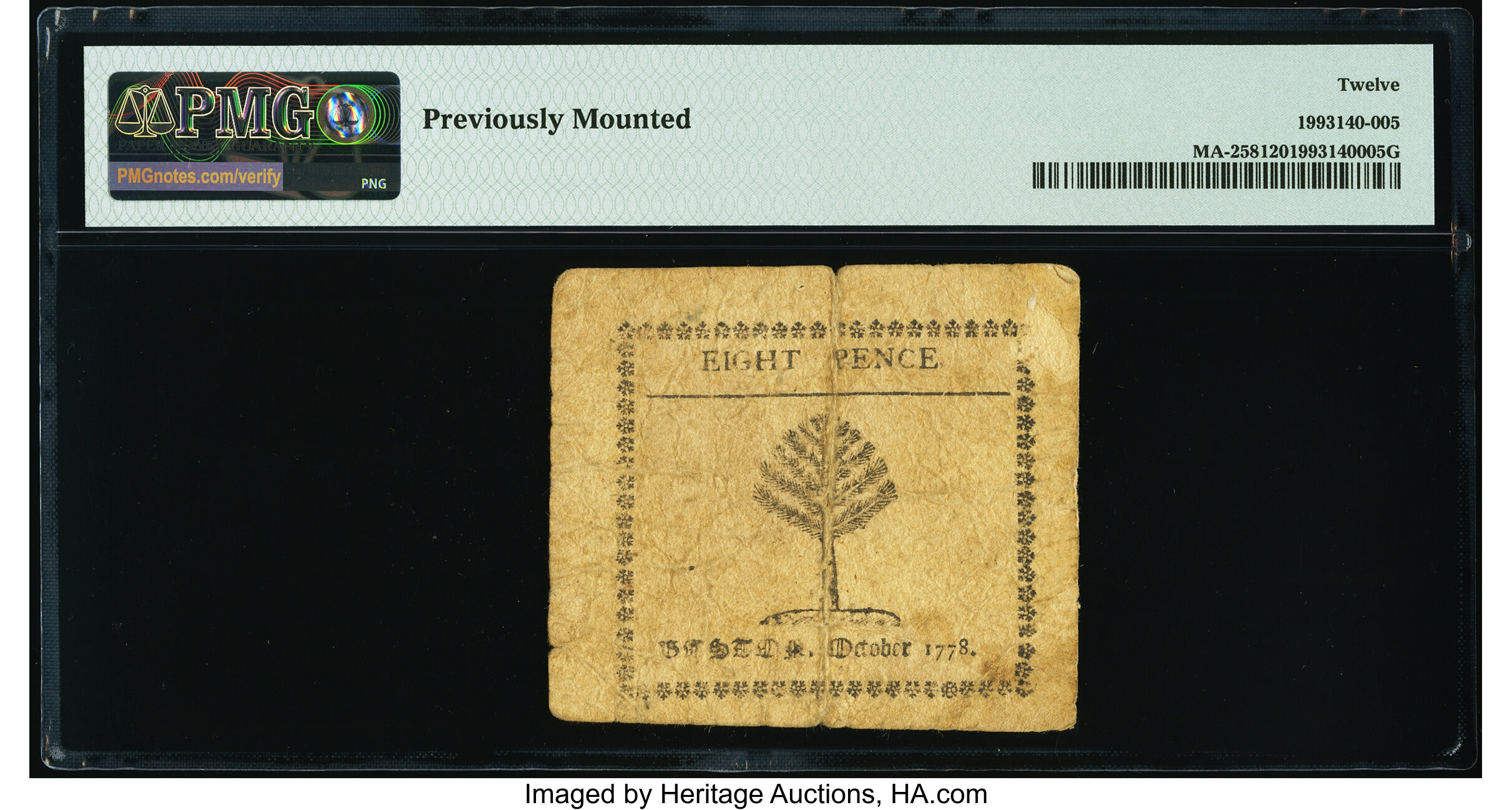 image for: Massachusetts October 16, 1778 8d PMG Fine 12....