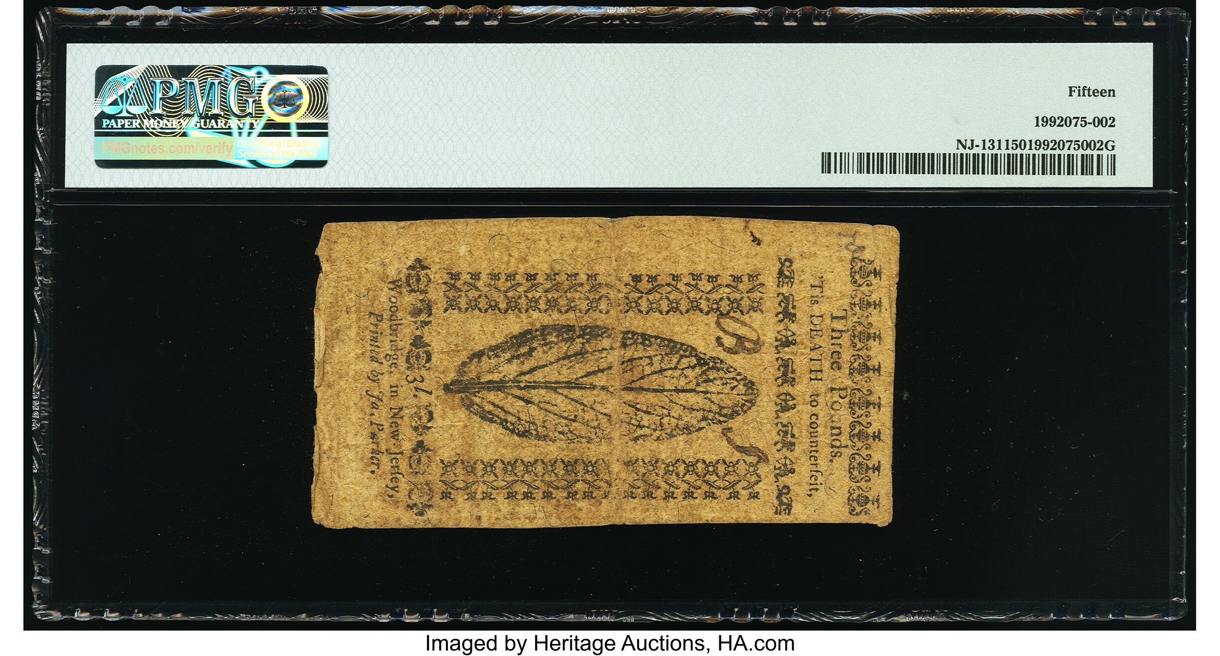 image for: New Jersey April 10, 1759 £3 PMG Choice Fine 15....