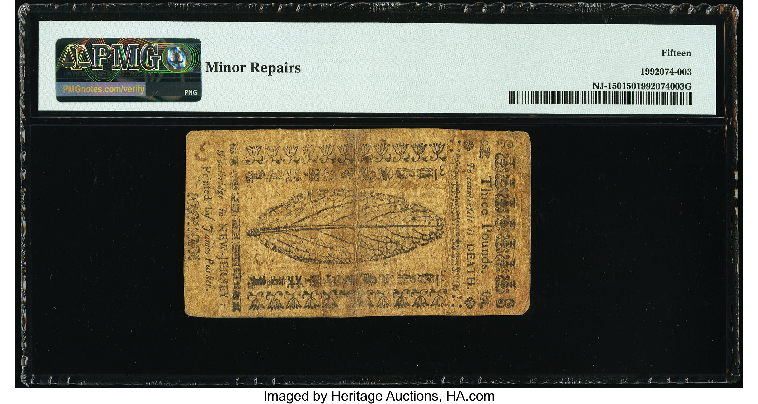 image for: New Jersey April 8, 1762 £3 PMG Choice Fine 15....