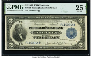 image for: Fr. 763 $2 1918 Federal Reserve Bank Note PMG Very Fine 25 Net....