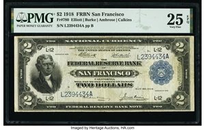 image for: Fr. 780 $2 1918 Federal Reserve Bank Note PMG Very Fine 25 EPQ....