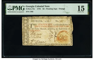 image for: Georgia 1776 $2 Floating Jugs Orange Seal PMG Choice Fine 15....