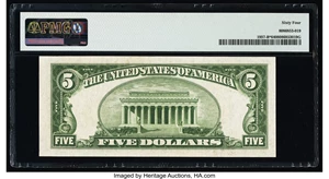 image for: Fr. 1957-B* $5 1934A Federal Reserve Star Note. PMG Choice Uncirculated 64....