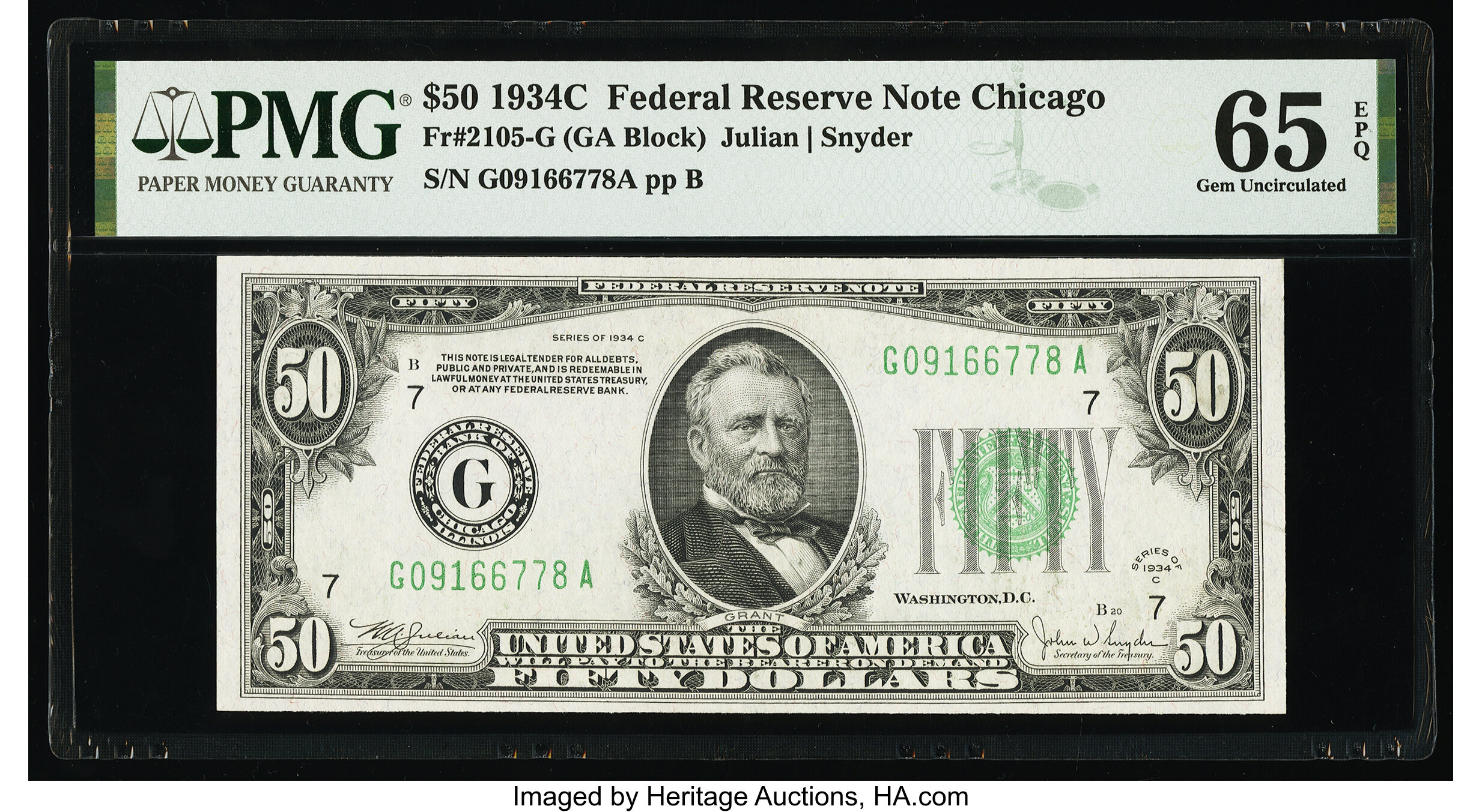 image for: Fr. 2105-G $50 1934C Federal Reserve Note. PMG Gem Uncirculated 65 EPQ....