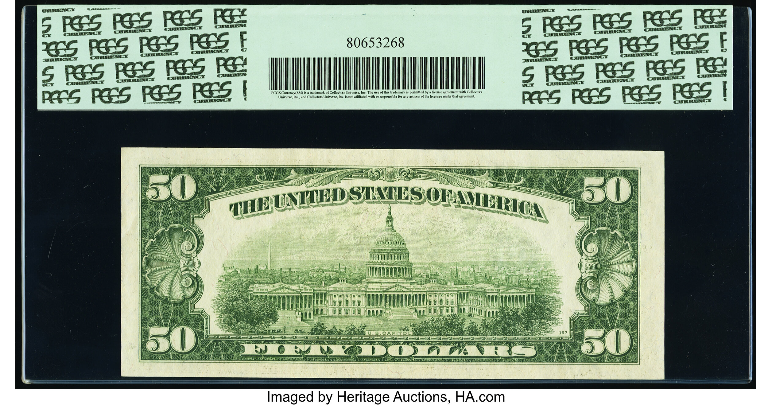 image for: Fr. 2112-G $50 1950E Federal Reserve Note. PCGS Choice New 63PPQ....