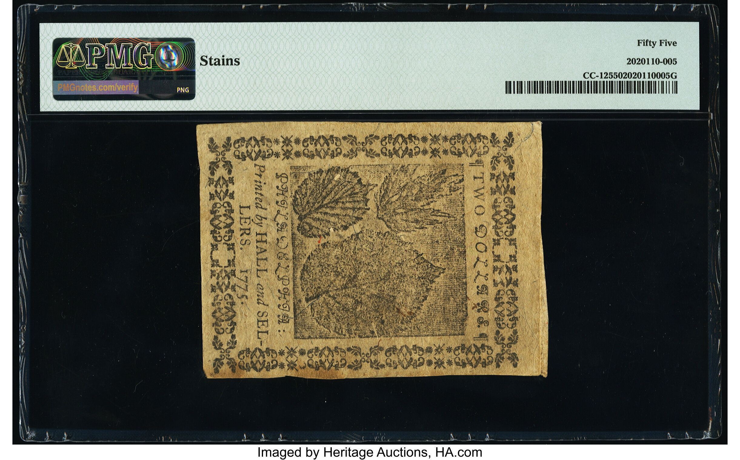 image for: Continental Currency November 29, 1775 $2 PMG About Uncirculated 55....