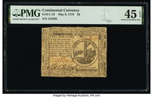 image for: Continental Currency May 9, 1776 $2 PMG Choice Extremely Fine 45 EPQ....