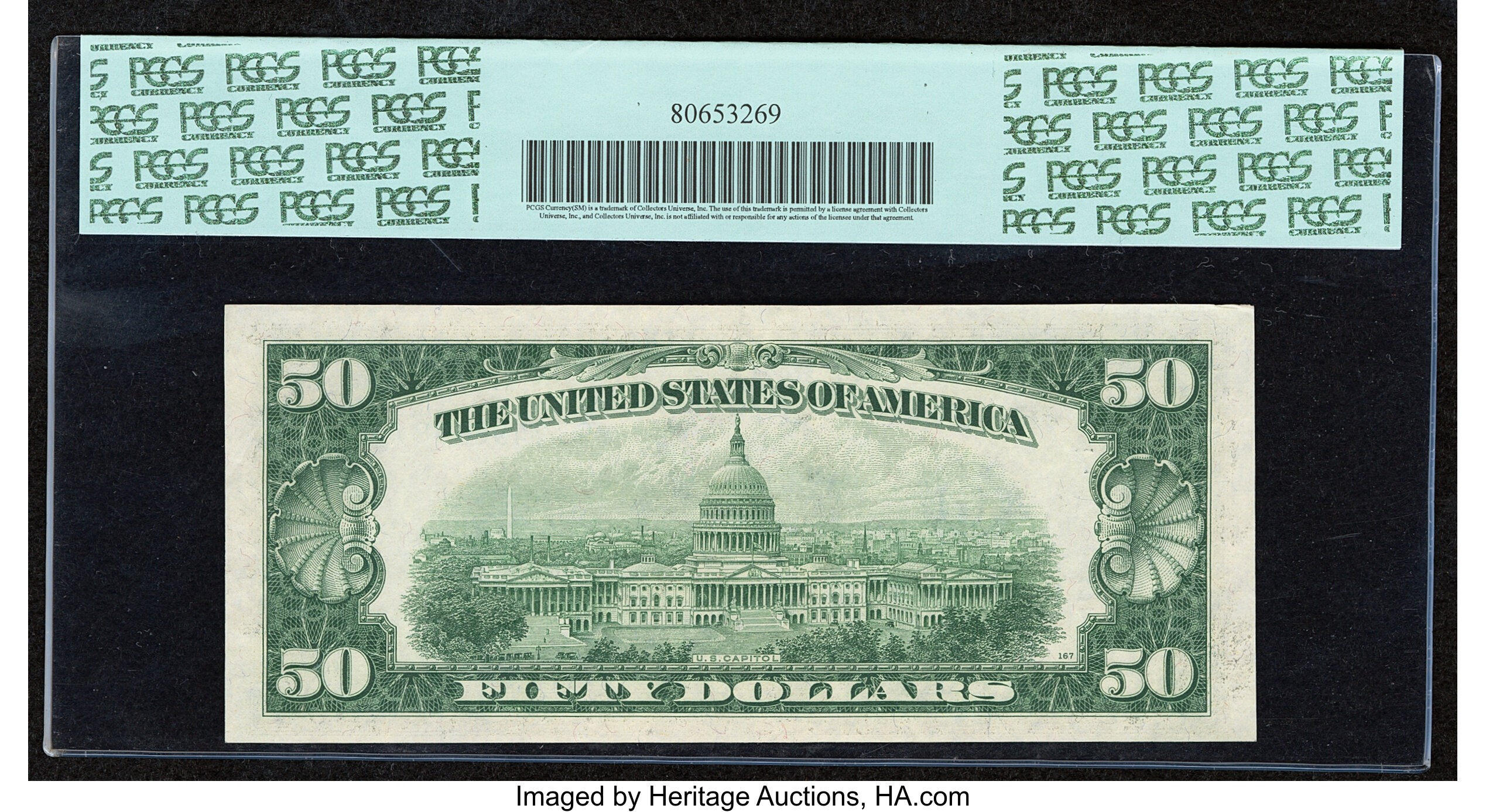 image for: Fr. 2112-G $50 1950E Federal Reserve Note. PCGS Choice New 63PPQ....