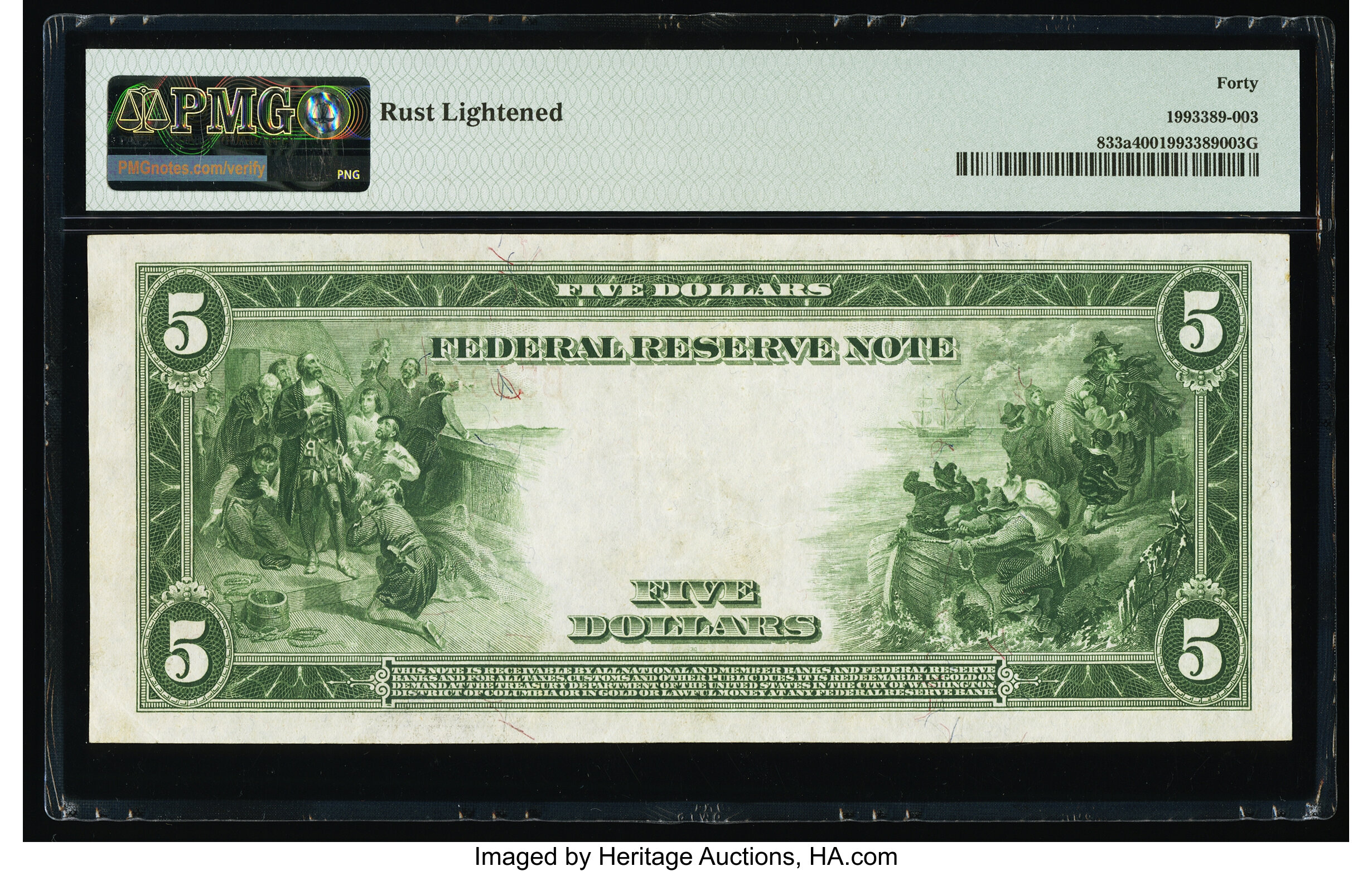 image for: Fr. 833a $5 1914 Red Seal Federal Reserve Note PMG Extremely Fine 40....