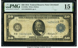 image for: Fr. 1039a $50 1914 Federal Reserve Note PMG Choice Fine 15....