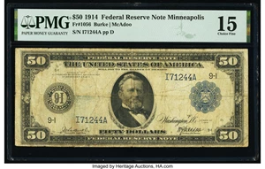 image for: Fr. 1056 $50 1914 Federal Reserve Note PMG Choice Fine 15....