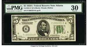 image for: Fr. 1951-F $5 1928A Federal Reserve Note. PMG Very Fine 30....