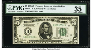 image for: Fr. 1951-K $5 1928A Federal Reserve Note. PMG Choice Very Fine 35....