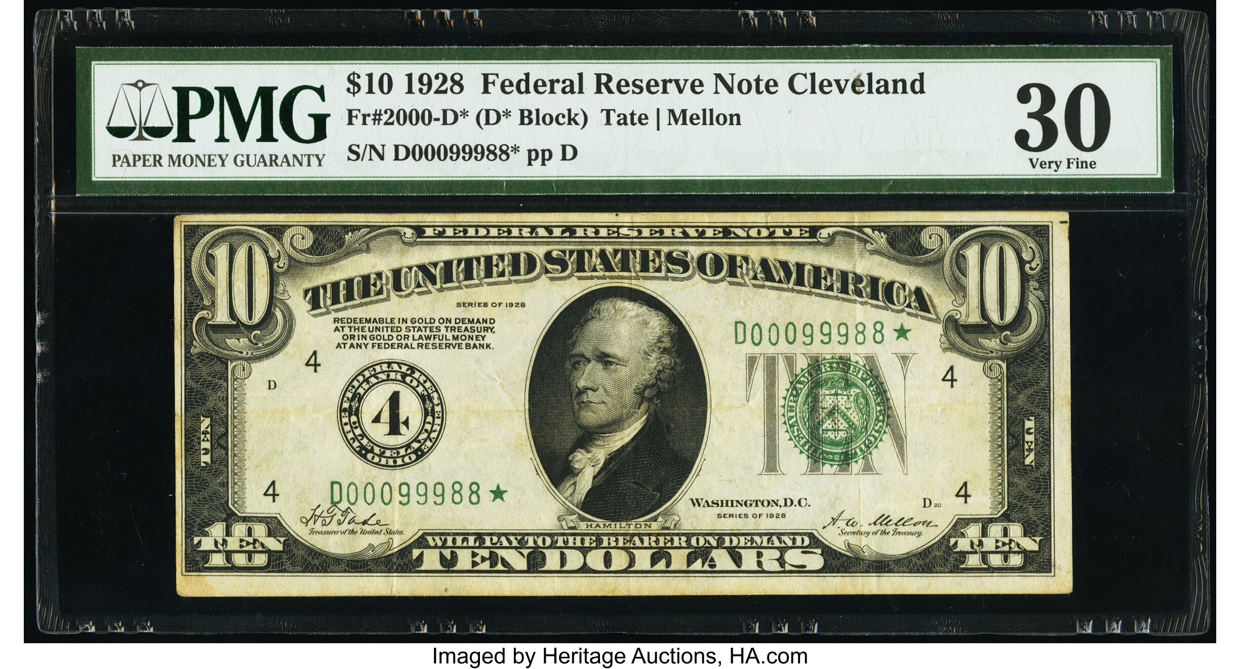 image for: Fr. 2000-D* $10 1928 Federal Reserve Star Note. PMG Very Fine 30....