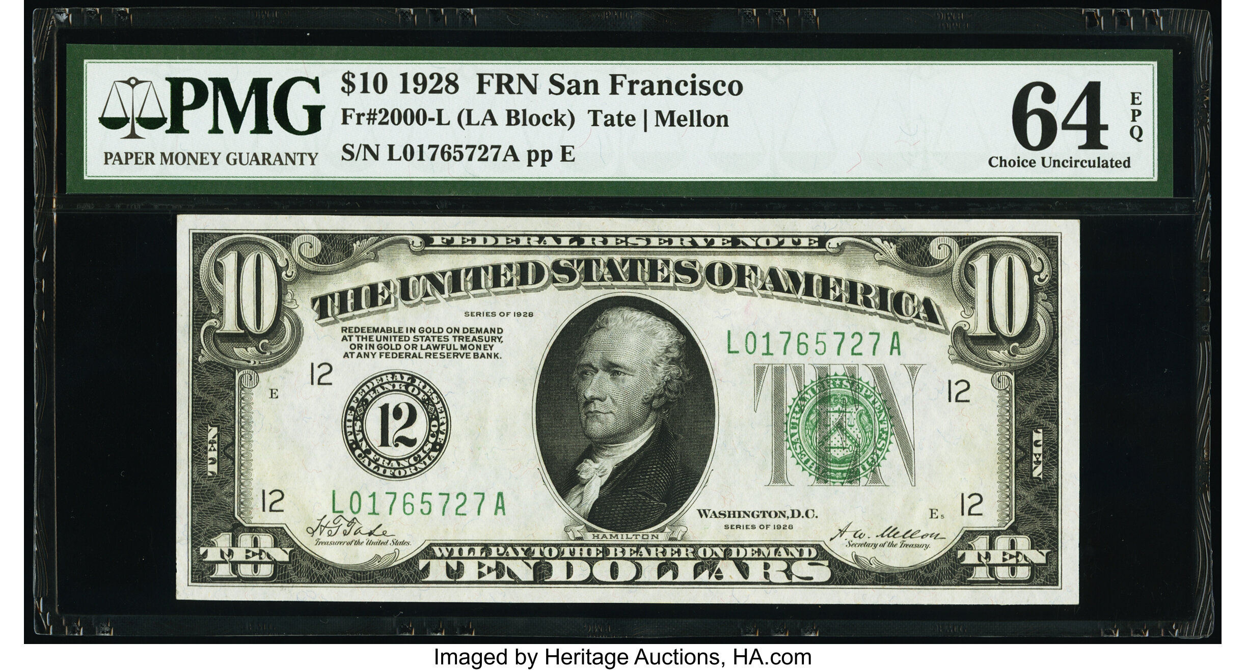 image for: Fr. 2000-L $10 1928 Federal Reserve Note. PMG Choice Uncirculated 64 EPQ....