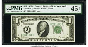 image for: Fr. 2001-B $10 1928A Federal Reserve Note. PMG Choice Extremely Fine 45 EPQ....